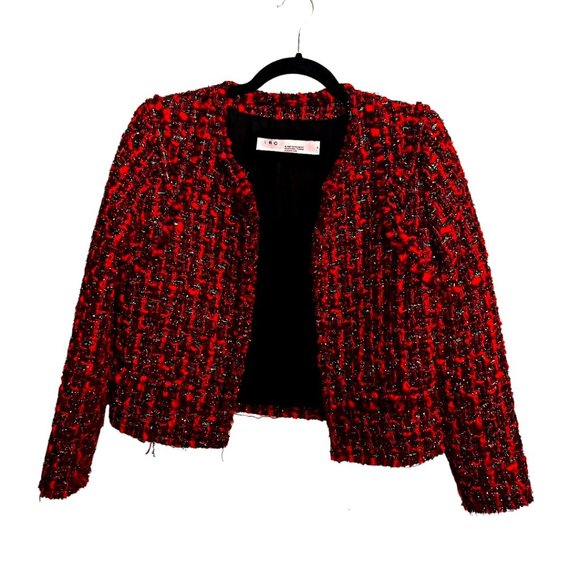 IRO Wool Blend boucle red gold metallic jacket Size 38 (US 6) - Picture 1 of 6
